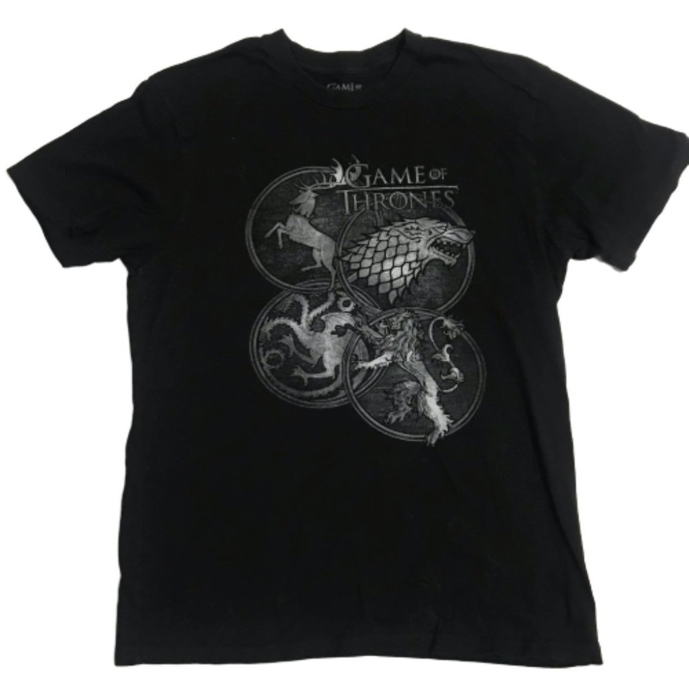Game of Thrones 4 Houses Black Graphic T-Shirt HBO